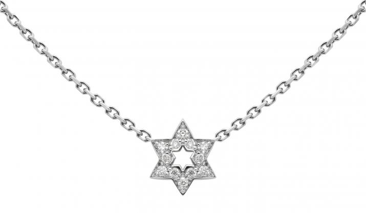 Collar en cadena con estrella en diamantes en oro blanco - Redline