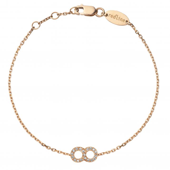 Chain Bracelet For Women with 0.10ct Round Diamond in Rose Gold Pavé Setting - Redline