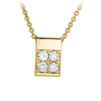 Chain Necklace For Women with 0.15ct Round Diamond in Yellow Gold Pavé Setting - Redline