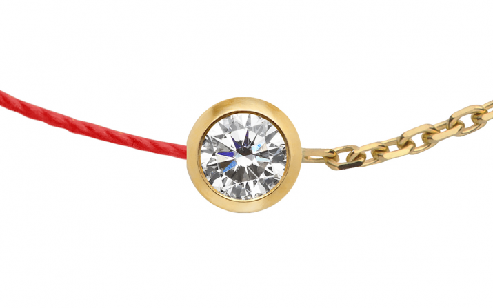 Pulsera en hilo para hombre con diamante de 0.10ct en oro amarillo - Redline - 0++