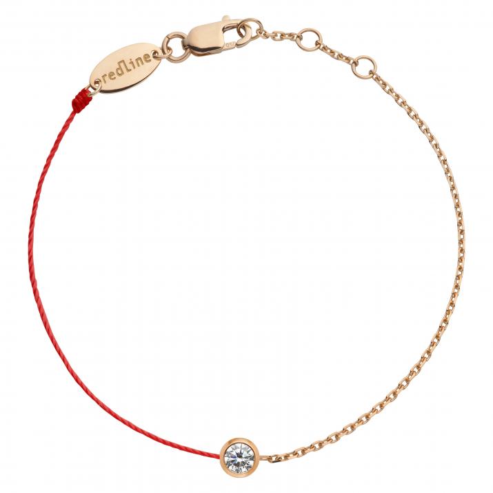 Pulsera en hilo para hombre con diamante de 0.10ct en oro rosa - Redline - 0++