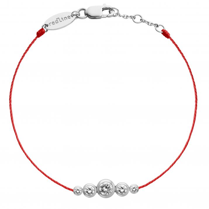 Pulsera en hilo con 5 diamantes en base de oro blanco - Redline - 0++