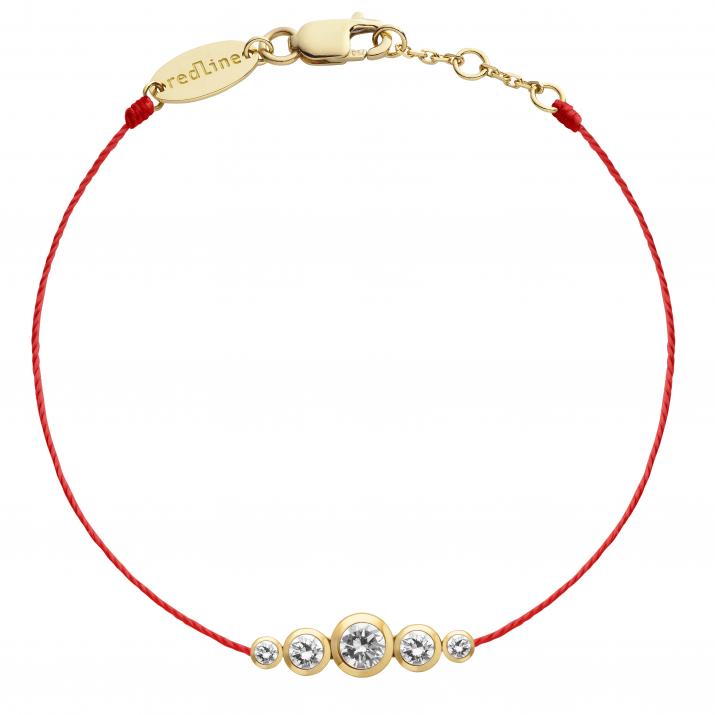 Pulsera en hilo con 5 diamantes en base de oro amarillo - Redline - 0++