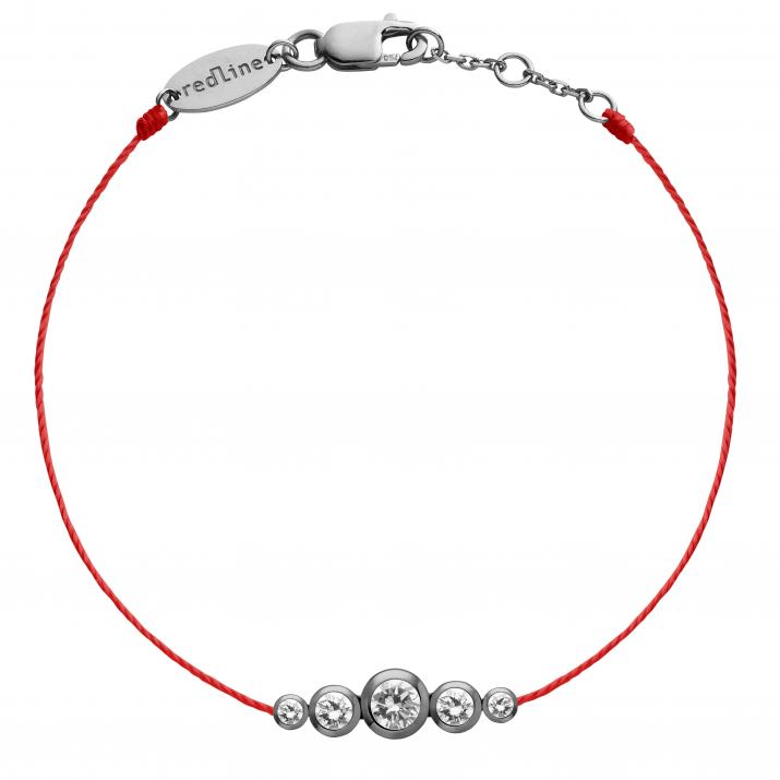 Pulsera en hilo con 5 diamantes en base de oro negro - Redline - 0++