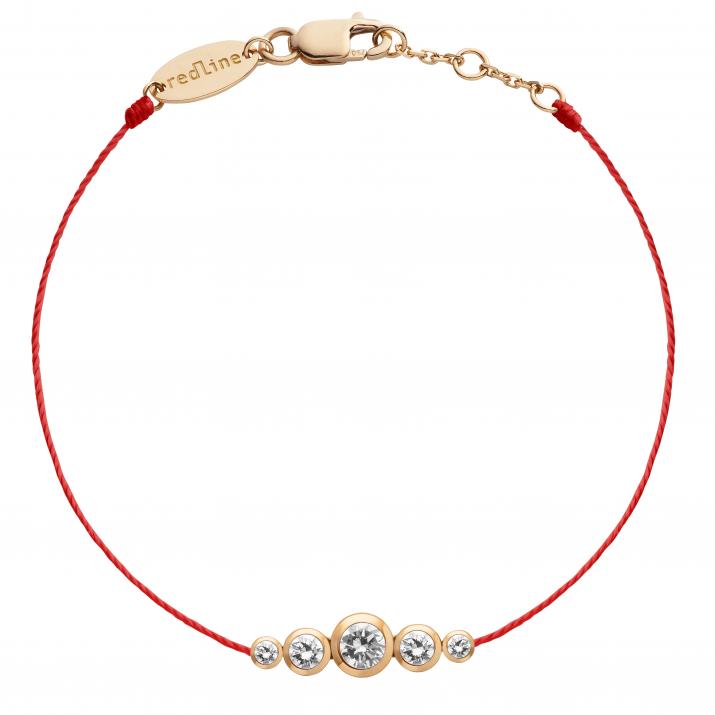Pulsera en hilo con 5 diamantes en base de oro rosa - Redline - 0++
