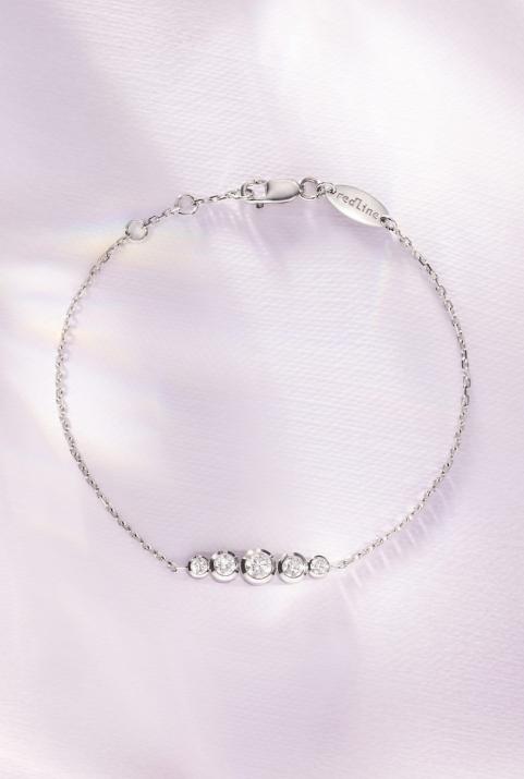 Pulsera en cadena con 5 diamantes en base de oro blanco - Redline - 0++