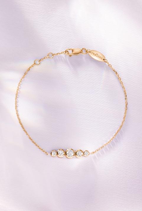 Pulsera en cadena con 5 diamantes en base de oro rosa - Redline - 0++