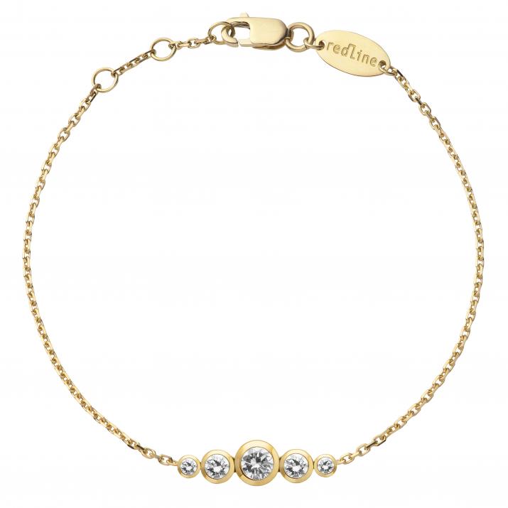 Pulsera en cadena con 5 diamantes en base de oro amarillo - Redline - 0++