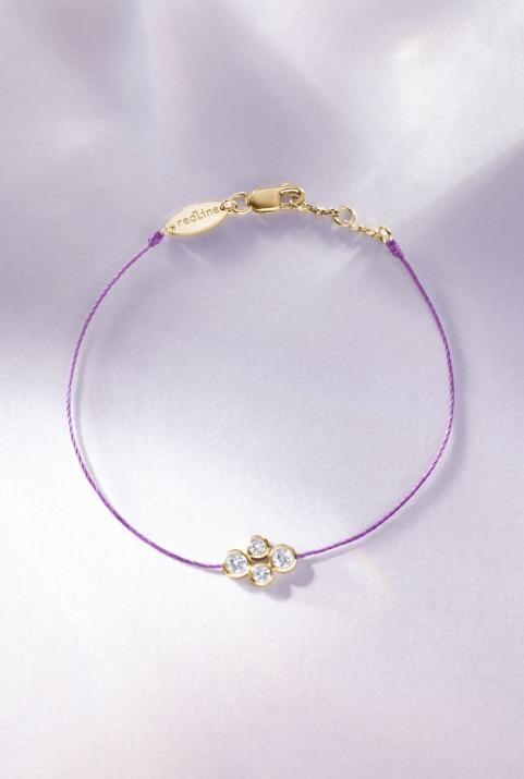 Pulsera en hilo con 4 diamantes en base de oro amarillo - Redline - 0++