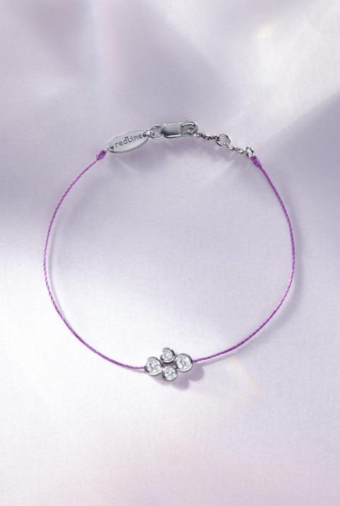 Pulsera en hilo con 4 diamantes en base de oro negro - Redline - 0++