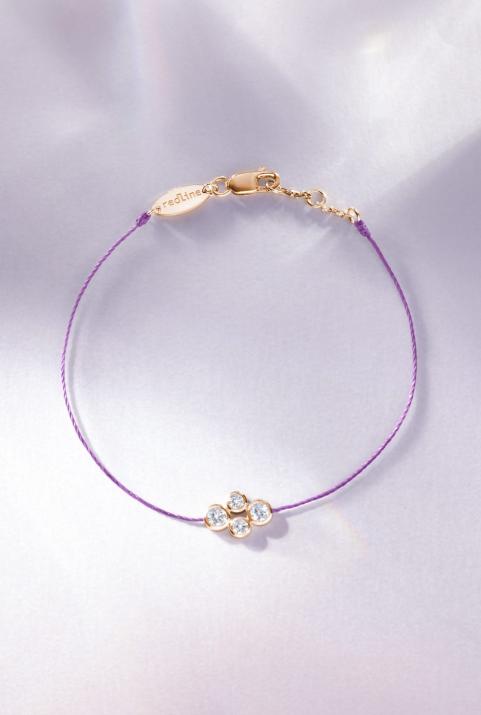 Pulsera en hilo con 4 diamantes en base de oro rosa - Redline - 0++