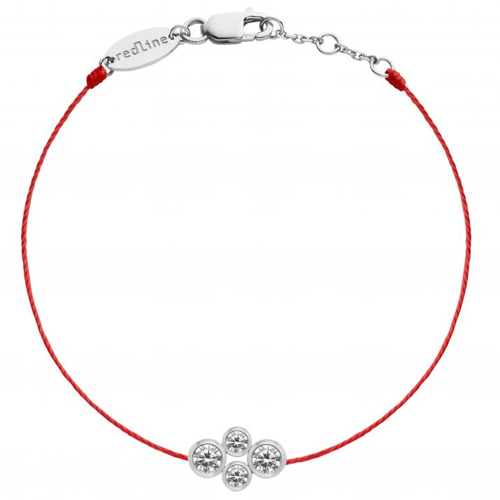 Pulsera en hilo con 4 diamantes en base de oro blanco - Redline - 0++