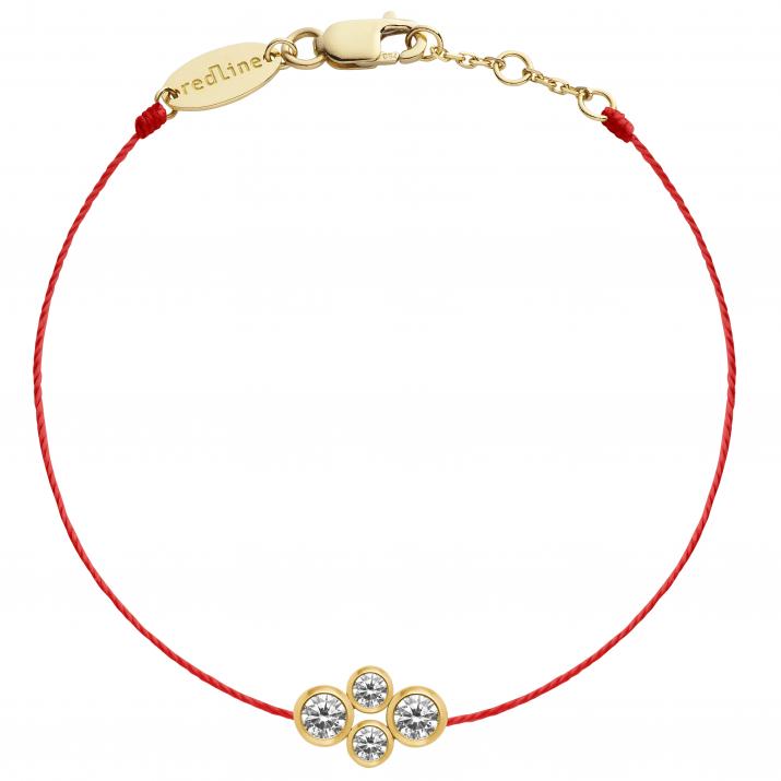 Pulsera en hilo con 4 diamantes en base de oro amarillo - Redline - 0++