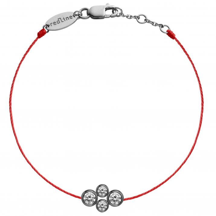 Pulsera en hilo con 4 diamantes en base de oro negro - Redline - 0++