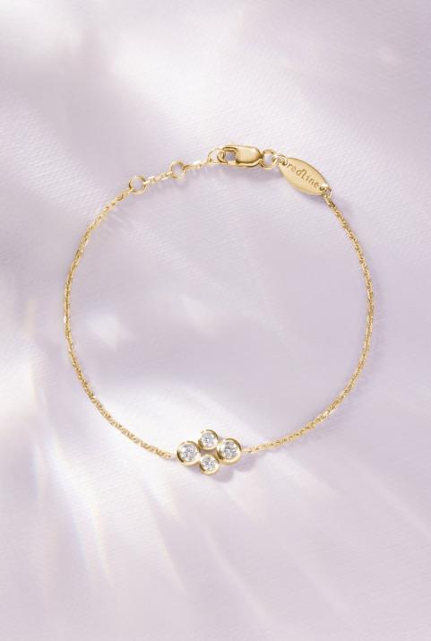 Pulsera en cadena con 4 diamantes en base de oro amarillo - Redline - 0++