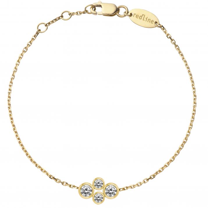 Pulsera en cadena con 4 diamantes en base de oro amarillo - Redline - 0++