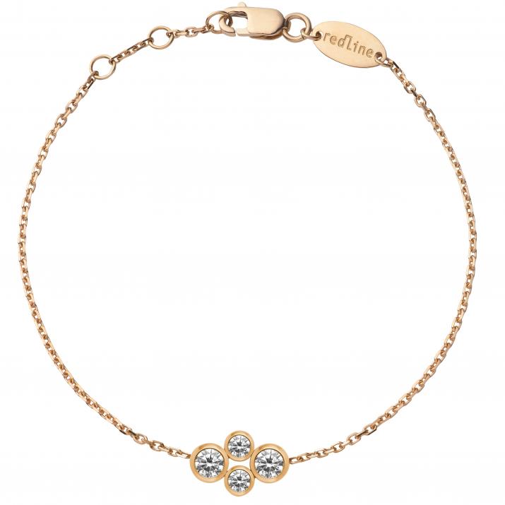 Pulsera en cadena con 4 diamantes en base de oro rosa - Redline - 0++