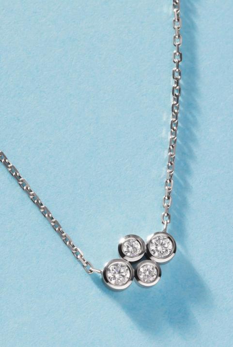 Collar en cadena con 4 diamantes en base de oro negro - Redline - 0++