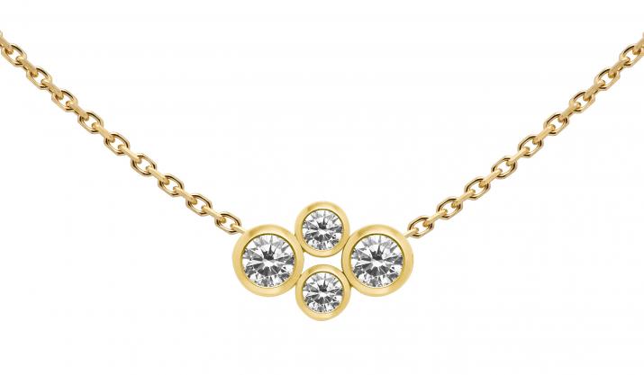 Collar en cadena con 4 diamantes en base de oro amarillo - Redline - 0++