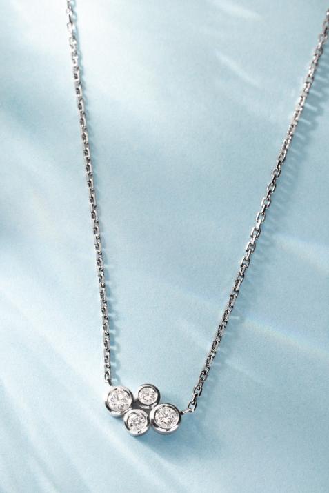 Collar en cadena con 4 diamantes en base de oro negro - Redline - 0++