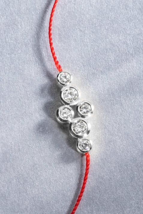 Pulsera en hilo con 0.40ct de diamantes en base de oro blanco - Redline - 0++
