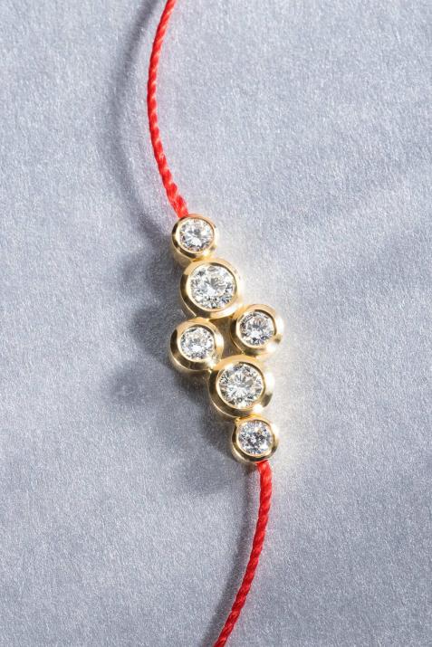 Pulsera en hilo con 0.40ct de diamantes en base de oro amarillo - Redline - 0++