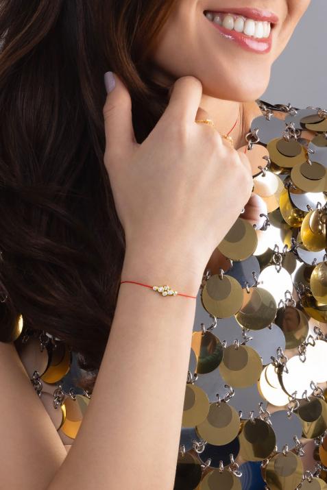 Pulsera en hilo con 0.40ct de diamantes en base de oro amarillo - Redline - 0++