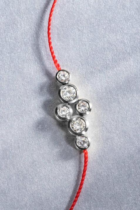 Pulsera en hilo con 0.40ct de diamantes en base de oro negro - Redline - 0++