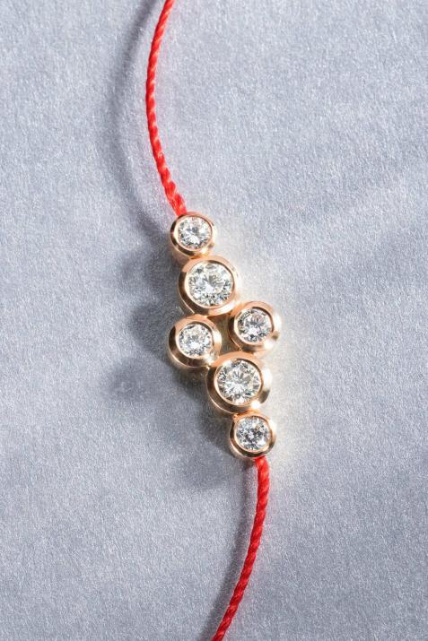 Pulsera en hilo con 0.40ct de diamantes en base de oro rosa - Redline - 0++