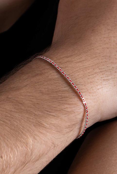Entwined string and chain bracelet in white gold - Redline - 0++