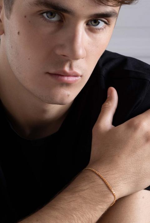 Entwined string and chain bracelet in yellow gold - Redline - 0++