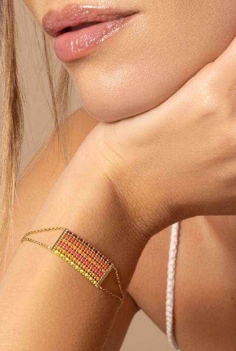 Multi-chain rectangular shape bracelet in yellow gold - Redline - 0++
