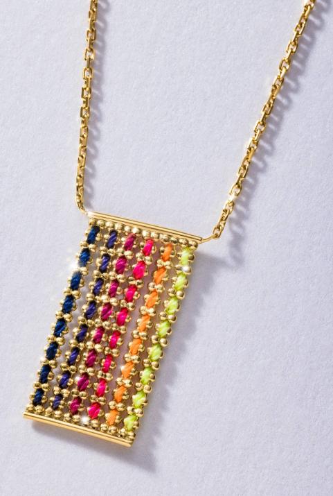 Rectangular shape yellow gold chain necklace - Redline - 0++