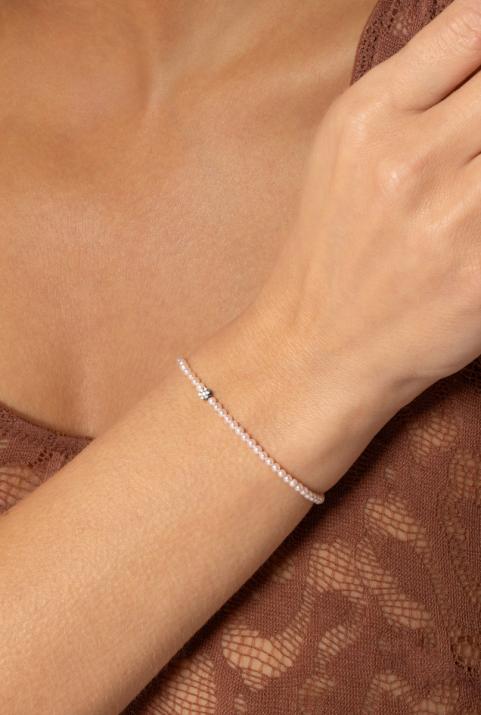 Pulsera de perlas con un diamante de 0.5ct en base de oro negro - Redline - 0++