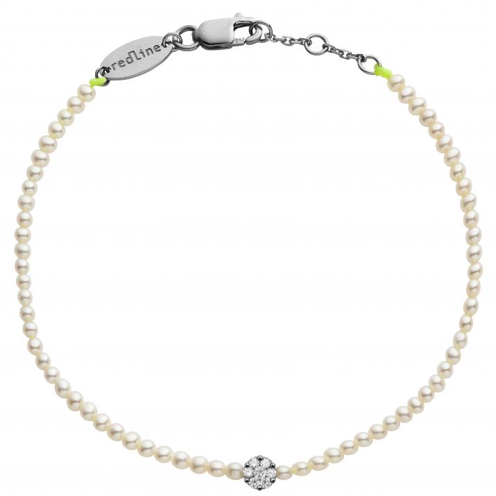 Pulsera de perlas con un diamante de 0.5ct en base de oro negro - Redline - 0++