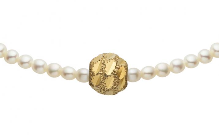 Pulsera de perlas con diamante con base en oro amarillo - Redline - 0++