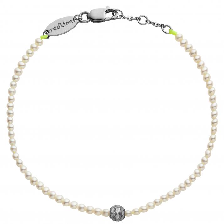 Pulsera de perlas con diamante con base en oro negro - Redline - 0++