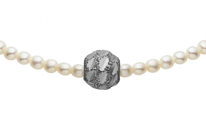 Pulsera de perlas con diamante con base en oro negro - Redline - 0++