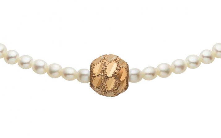 Pulsera de perlas con diamante con base en oro rosa - Redline - 0++