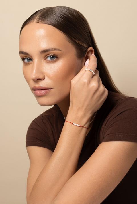 Collar de perlas con diamante de 0.10ct con base en oro blanco - Redline - 0++