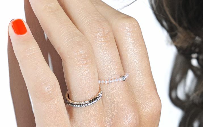 Anillo de perlas con diamante de 0.5ct en base en oro amarillo - Redline - 0++