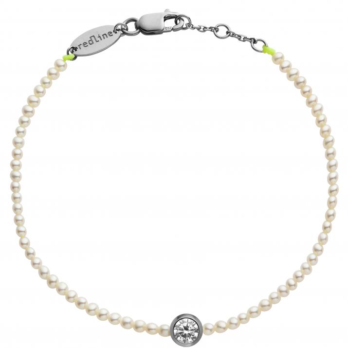 Pulsera de perlas con un diamante de 0.20ct en base de oro negro - Redline - 0++