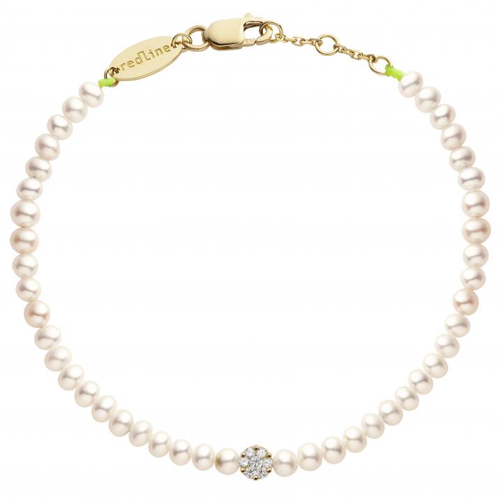 Pulsera de perlas con un diamante de 0.5ct en base de oro amarillo - Redline - 0++