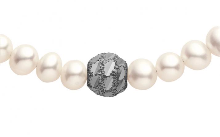 Pulsera de perlas con diamante con base en oro negro - Redline - 0++