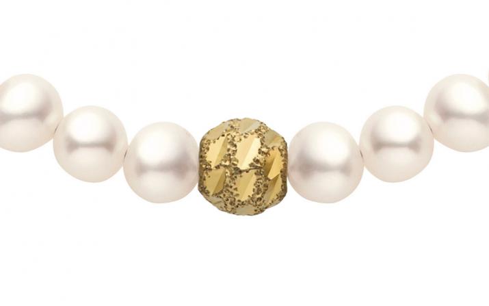 Pulsera de perlas con diamante con base en oro amarillo - Redline - 0++