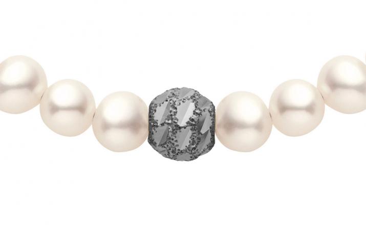 Pulsera de perlas con diamante con base en oro negro - Redline - 0++