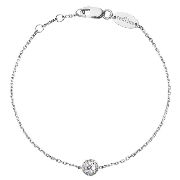 Pulsera de cadena en oro blanco 18K con diamante halo de 0,35 ct - Redline