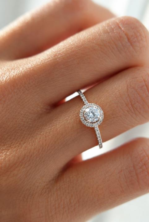 Ring band with 0.47ct diamond in white gold prong setting - Redline - 0++