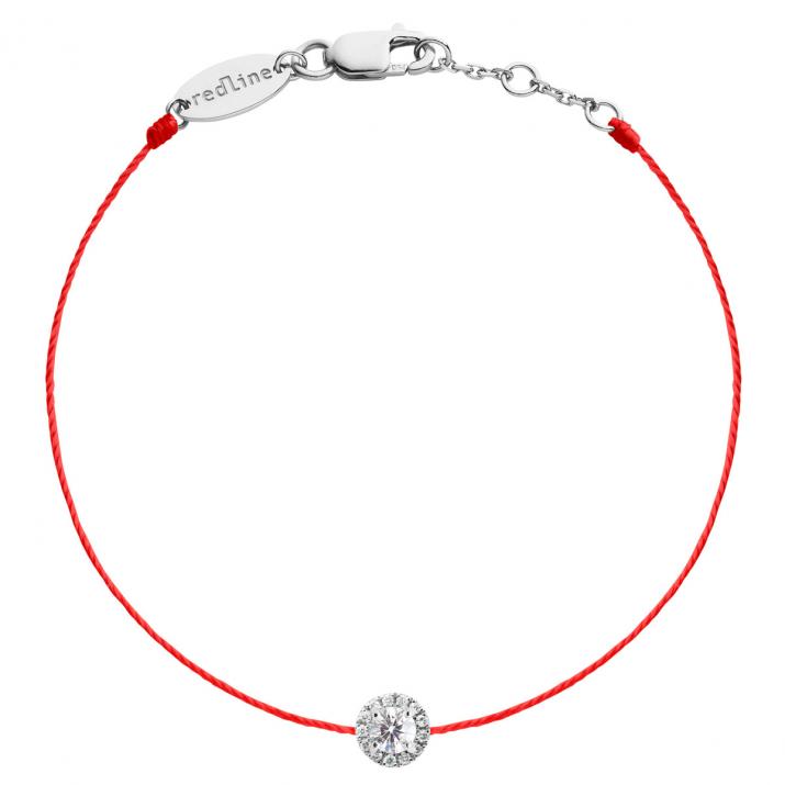 Pulsera de hilo en oro blanco 18K, diamante halo 0,35 ct - Redline