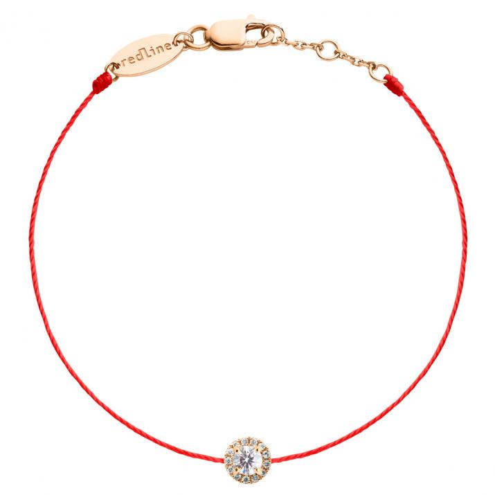 Pulsera de hilo en oro rosa 18K, diamante halo 0,35 ct - Redline